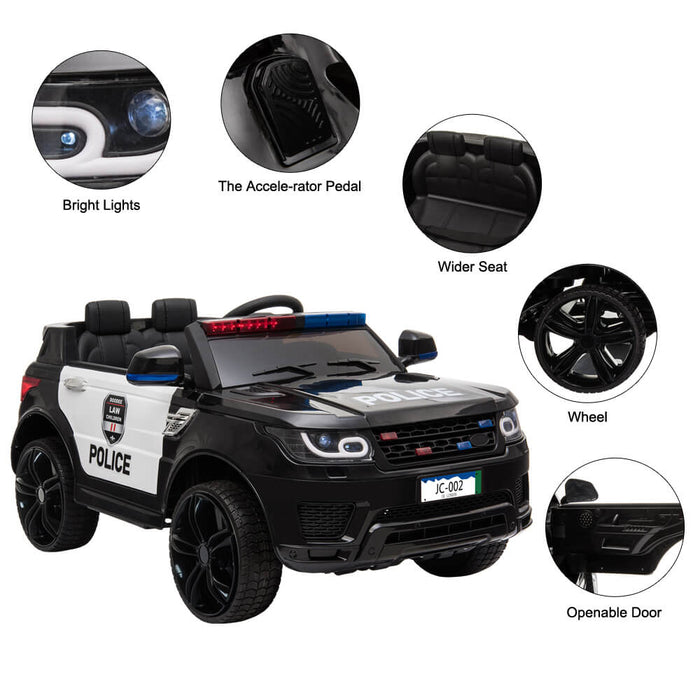 Electric Ride On Childs Police Car With LED Siren Lights