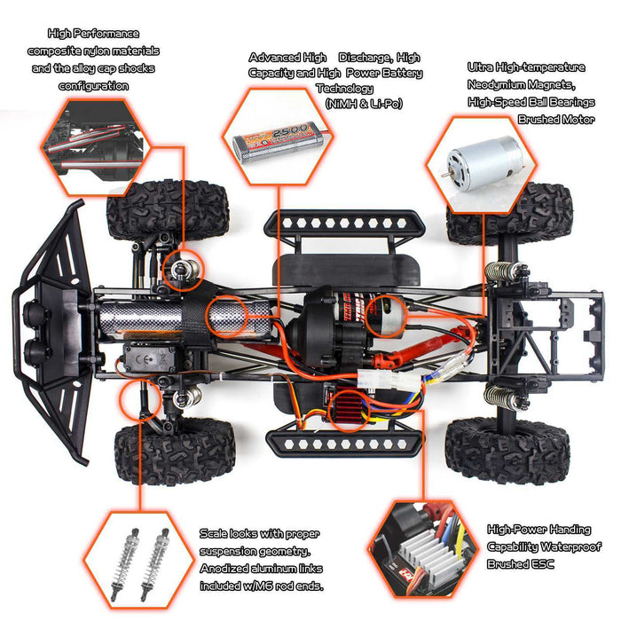 Large 1:10 Remote Control Off-Road Rock Crawler Monster Truck