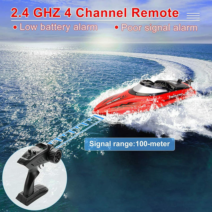 High-Speed Remote Control 20MPH+ RC Racing Boat for Kids Adults, Red